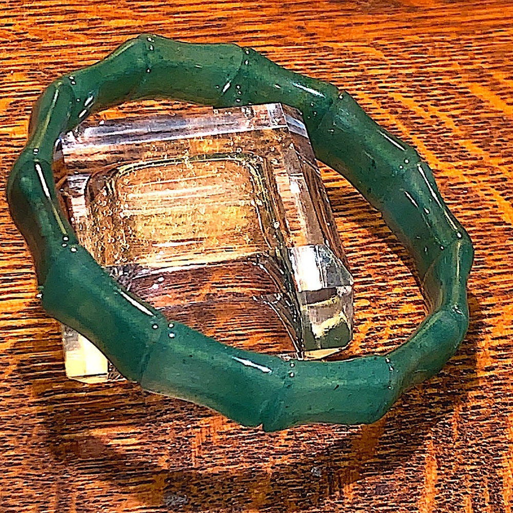 GREEN AVENTURINE QUARTZ JADE BAMBOO CABOCHON BRACELET STRETCH NEW HEALING STONES